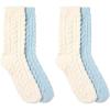 Martha Stewart Fuzzy Socks For Women, Warm And Cozy For Winter, Perfect For Home, Cable(Ivory/Winter Sky)