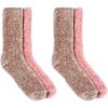 Martha Stewart Fuzzy Socks For Women, Warm And Cozy For Winter, Perfect For Home, Cable(Silver Grey/Powder Pink)