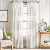 Martha Stewart Georgia Embroidery Sheer Rod Pocket Window Curtain Panel Pair, 95″, Ivory(Ivory)