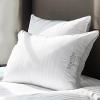 Martha Stewart Hotel Collection Pillow 500 Thread Count Damask Stripe Embroidered Feathers Soft Hypoallergenic 100% Cotton Queen Size Set of 2(White)