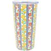 Martha Stewart Insulated Coffee Tumbler, 16 Ounce Stainless Steel Travel Mug with Lid, Double-Wall Design for Hot or Cold Beverages, Floral Stripe