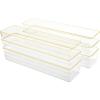 Martha Stewart Kerry Plastic Stackable Office Desk Drawer Organizers, 6″ x 3″, 6 Pack, with Gold Trim(12″ x 3″)