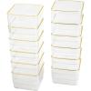 Martha Stewart Kerry Plastic Stackable Office Desk Drawer Organizers, 6″ x 3″, 6 Pack, with Gold Trim(3″ x 3″)