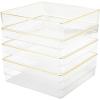 Martha Stewart Kerry Plastic Stackable Office Desk Drawer Organizers, 6″ x 3″, 6 Pack, with Gold Trim(6″ x 6″)