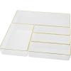 Martha Stewart Kerry Plastic Stackable Office Desk Drawer Organizers, Set of 5, with Gold Trim(Set of 5)