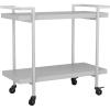 Martha Stewart Liam 2-Tier Mobile Office Storage and Printer Cart in White with Polished Brass Frame(Gray/Brushed Nickel Frame)