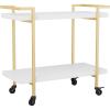 Martha Stewart Liam 2-Tier Mobile Office Storage and Printer Cart in White with Polished Brass Frame(White/Polished Brass Frame)