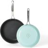 Martha Stewart Lockton 2 Piece 10″ & 12″ Heavy Gauge Aluminum Premium Nonstick Fry Pan Set – Linen(Martha Blue)