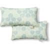 Martha Stewart Modern Banana Leaves Indoor Outdoor Decorative Pillow 2-Pack Set, UV Fade Resistant, Water Repellent, Printed Tropical Design, Warm Grey, 18″x18″(Green)