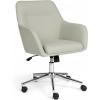 Martha Stewart Rayna Swivel Task Chair with Flared Arms for Home Office in White Boucle with Oil Rubbed Bronze Frame(Light Gray Fabric/Polished Nickel Frame)