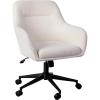 Martha Stewart Rayna Swivel Task Chair with Flared Arms for Home Office in White Boucle with Oil Rubbed Bronze Frame(White Boucle/Oil Rubbed Bronze)