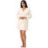 Martha Stewart Robe | Sleepwear for Women | Shorter-Length Microfleece | Cozy, Warm, Relaxing Loungewear(Egret)