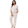 Martha Stewart Sleepwear for Women | Rayon 2-Piece Notch Collar Short Sleeve Button Down Pajama Set | Soft & Lightweight(Bright White)