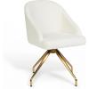 Martha Stewart Sora Stationary Swivel Task Chair with Sloped Arms for Home Office in White Boucle with Oil Rubbed Bronze Frame(Off White Boucle/Polished Brass Frame)