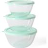 Martha Stewart Summersol 6 Piece, 67.6 oz, 50.7 oz, 33.8 oz Borosilicate Glass Mixing Bowl w/PP Martha Blue Lids