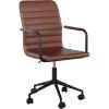Martha Stewart Taytum Swivel Task Chair with Armrests for Home Office in Saddle Brown Faux Leather with Polished Nickel Frame(Saddle Brown Faux Leather/Oil Rubbed Bronze)