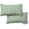 Martha Stewart Vineyard Vines Indoor Outdoor Decorative Pillow 2-Pack Set, UV Fade Resistant, Water Repellent, Printed Garden Design, Green, 18″x18″(Green)
