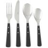 Martha Stewart Watercliffe 16 pc Flatware Silverware Set – Stainless Steel Utensils – Forks, Spoons, Knives – Service for 4 – Linen(Watercliffe (Black))