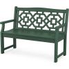 Martha Stewart by POLYWOOD® Chinoiserie 48” Garden Bench in White(Green)