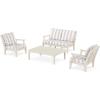 Martha Stewart by POLYWOOD® Chinoiserie 4-Piece Deep Seating Set with Loveseat in Sand/Glacier Spa(Sand / Cabana Stripe Dune Burlap)