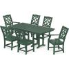 Martha Stewart by POLYWOOD® Chinoiserie 7-Piece Farmhouse Dining Set in Sand(Green)