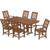 Martha Stewart by POLYWOOD® Chinoiserie 7-Piece Farmhouse Dining Set in Sand(Teak)