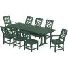 Martha Stewart by POLYWOOD® Chinoiserie 9-Piece Farmhouse Dining Set with Trestle Legs in Sand(Green)