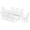 Martha Stewart by POLYWOOD® Chinoiserie 9-Piece Farmhouse Dining Set with Trestle Legs in Sand(White)