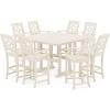 Martha Stewart by POLYWOOD® Chinoiserie 9-Piece Square Bar Set with Trestle Legs in Sand(Sand)