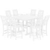 Martha Stewart by POLYWOOD® Chinoiserie 9-Piece Square Bar Set with Trestle Legs in Sand(White)