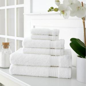 MARTHA STEWART 100% Cotton Bath Towels Set Of 6 Piece, 2 Bath Towels, 2 Hand Towels, 2 Washcloths, Quick Dry Towels, Soft & Absorbent, Bathroom Essentials, Light Gray(New White)