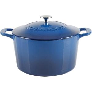 MARTHA STEWART Gatwick 7-Quart Enamel Cast Iron Dutch Oven – Martha Blue – Heavy-Duty Dutch Oven for Slow Cooking, Braising & Baking(Classic Blue)