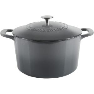 MARTHA STEWART Gatwick 7-Quart Enamel Cast Iron Dutch Oven – Martha Blue – Heavy-Duty Dutch Oven for Slow Cooking, Braising & Baking(Classic Gray)