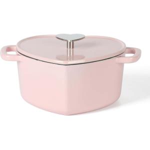MARTHA STEWART Gatwick 7-Quart Enamel Cast Iron Dutch Oven – Martha Blue – Heavy-Duty Dutch Oven for Slow Cooking, Braising & Baking(Pink (Heart Shaped))