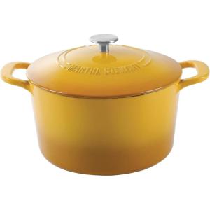 MARTHA STEWART Gatwick 7-Quart Enamel Cast Iron Dutch Oven – Martha Blue – Heavy-Duty Dutch Oven for Slow Cooking, Braising & Baking(Yellow)