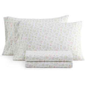 Martha Stewart – Ultra Soft Brushed and Washed Microfiber 4 Piece Sheet Set, Easy Care, Comfy Bed Sheets with Deep Pocket, 1 Flat Sheet, 1 Fitted Sheet, 2 Std. Pillowcases, Queen Size, Navy Blue(Ditsy Floral Pink)