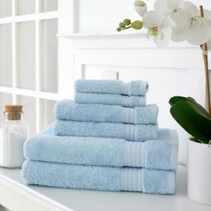 Martha Stewart Egyptian Cotton Bath Towels Set – 6 Piece, 2 Bath Towels – 2 Hand Towels – 2 Washcloths, Absorbent Bathroom Towels, Bathroom Essentials, Butter(Spa Blue)