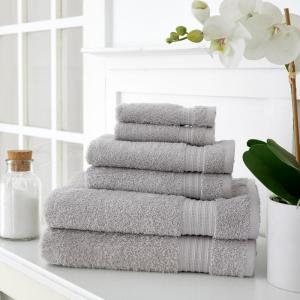 Martha Stewart Egyptian Cotton Bath Towels Set – 6 Piece, 2 Bath Towels – 2 Hand Towels – 2 Washcloths, Absorbent Bathroom Towels, Bathroom Essentials, Butter(Silver)