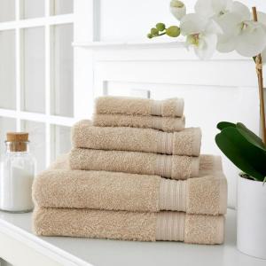 Martha Stewart Egyptian Cotton Bath Towels Set – 6 Piece, 2 Bath Towels – 2 Hand Towels – 2 Washcloths, Absorbent Bathroom Towels, Bathroom Essentials, Butter(Oyster)