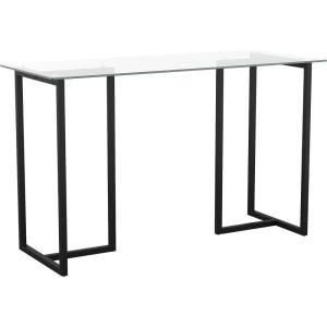 Martha Stewart Eli Home Office Desk with Glass Top and Steel Frame, Polished Brass(Clear Top/Oil Rubbed Bronze Frame)