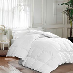 Martha Stewart Goose Feather Down Fiber Cotton Comforter Queen Size, Feather Duvet Insert Queen, Hotel Collection Hypoallergenic Comforter 58oz All Season Medium Warmth 90 x 90 Inch White(White/Extra Warmth)