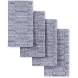 Martha Stewart Honeycomb Modern Farmhouse Napkin 4-Pack Set, Blue, 19″x19″(Blue)