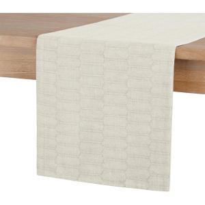 Martha Stewart Honeycomb Modern Farmhouse Reversible Table Runner, White, 15″x72″(Natural)