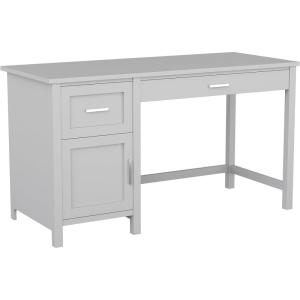 Martha Stewart Hutton Shaker Style Home Office Desk with Storage in Gray with Brushed Nickel Hardware(Gray/Brushed Nickel)