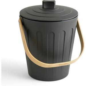 Martha Stewart Indoor Compost Bin | Countertop Composting Bucket for Kitchen | .7 Gallon Capacity | Includes Filter | Plant Based Materials | Sage Green(Charcoal Black)