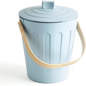 Martha Stewart Indoor Compost Bin | Countertop Composting Bucket for Kitchen | .7 Gallon Capacity | Includes Filter | Plant Based Materials | Sage Green(Light Blue)