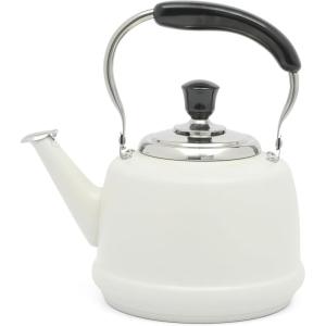 Martha Stewart Kingstree Large 2 Qt Heavy Gauge Stainless Steel Tea Kettle – Linen White Exterior(Linen White)