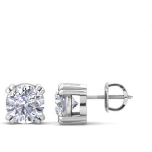 Martha Stewart Lab Grown Diamond Stud Earrings in 14 Karat Gold, Lab Grown Diamond Earrings for Women(white-gold)