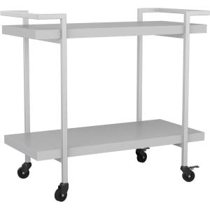 Martha Stewart Liam 2-Tier Mobile Office Storage and Printer Cart in White with Polished Brass Frame(Gray/Brushed Nickel Frame)