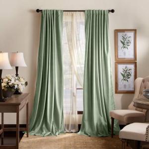 Martha Stewart Lucca Velvet Blackout Back Tab Window Curtain Panel Pair, 84″, Pomegranate Red(Green)